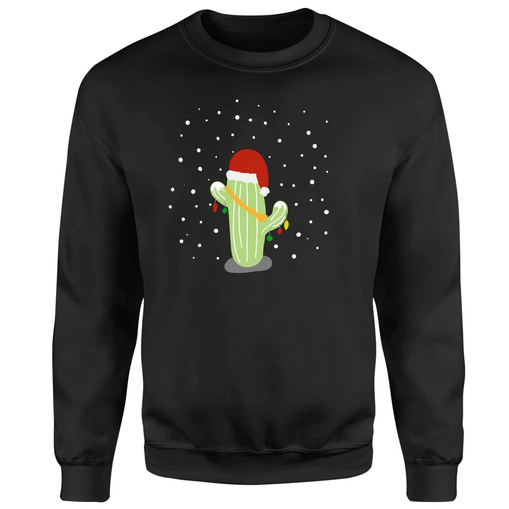 Cactus Santa Hat Sweatshirt - Black - S Afbeelding 1