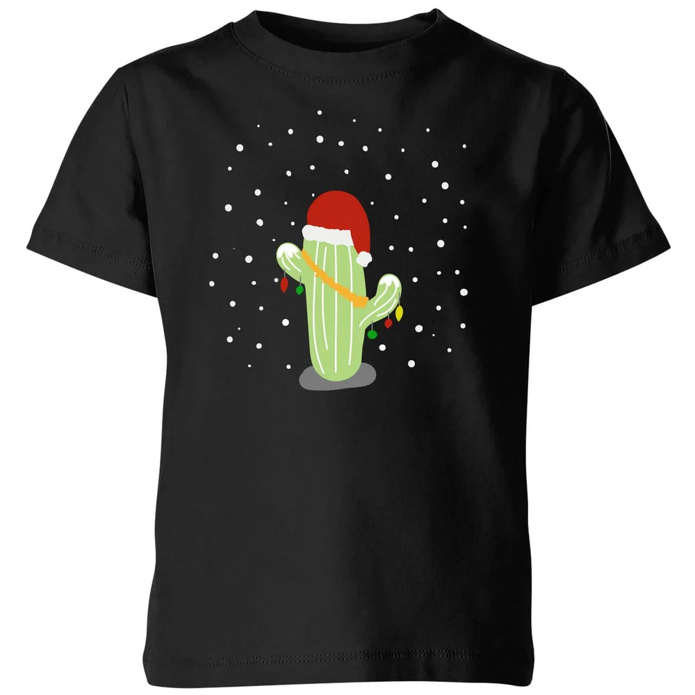 Cactus Santa Hat Kids' T-Shirt - Black - 98/104 (3-4 jaar) - Zwart Afbeelding 1