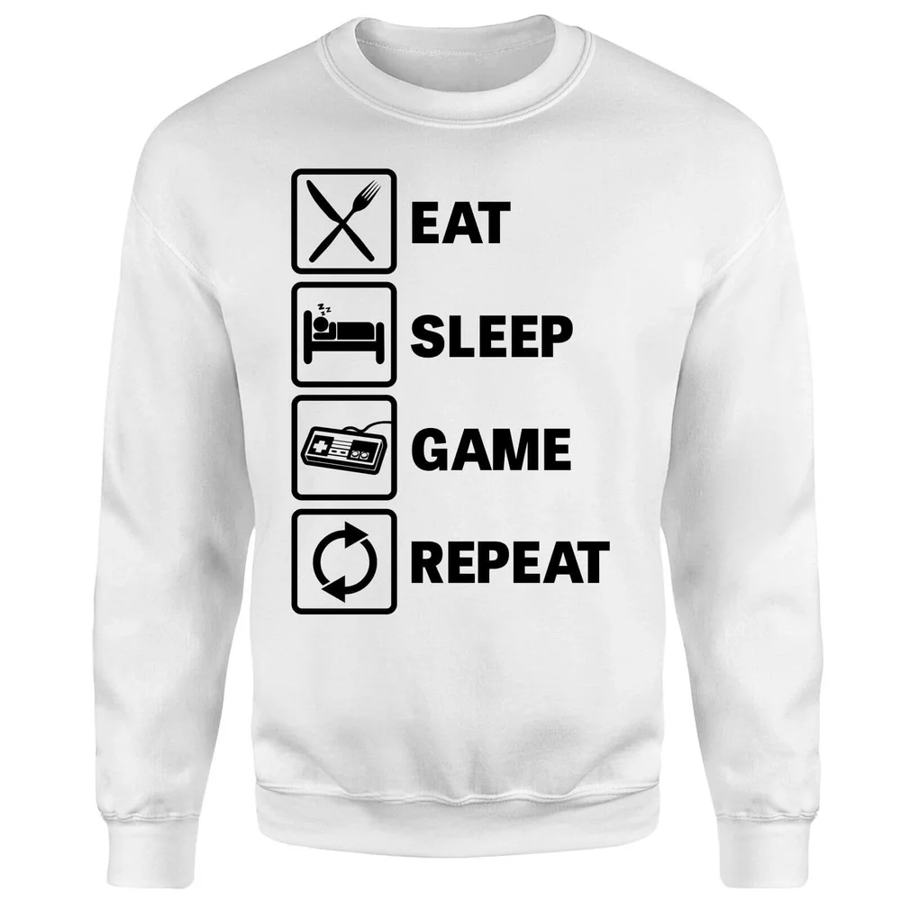 Eat Sleep Game Repeat Sweatshirt - White - S - Wit Afbeelding 1