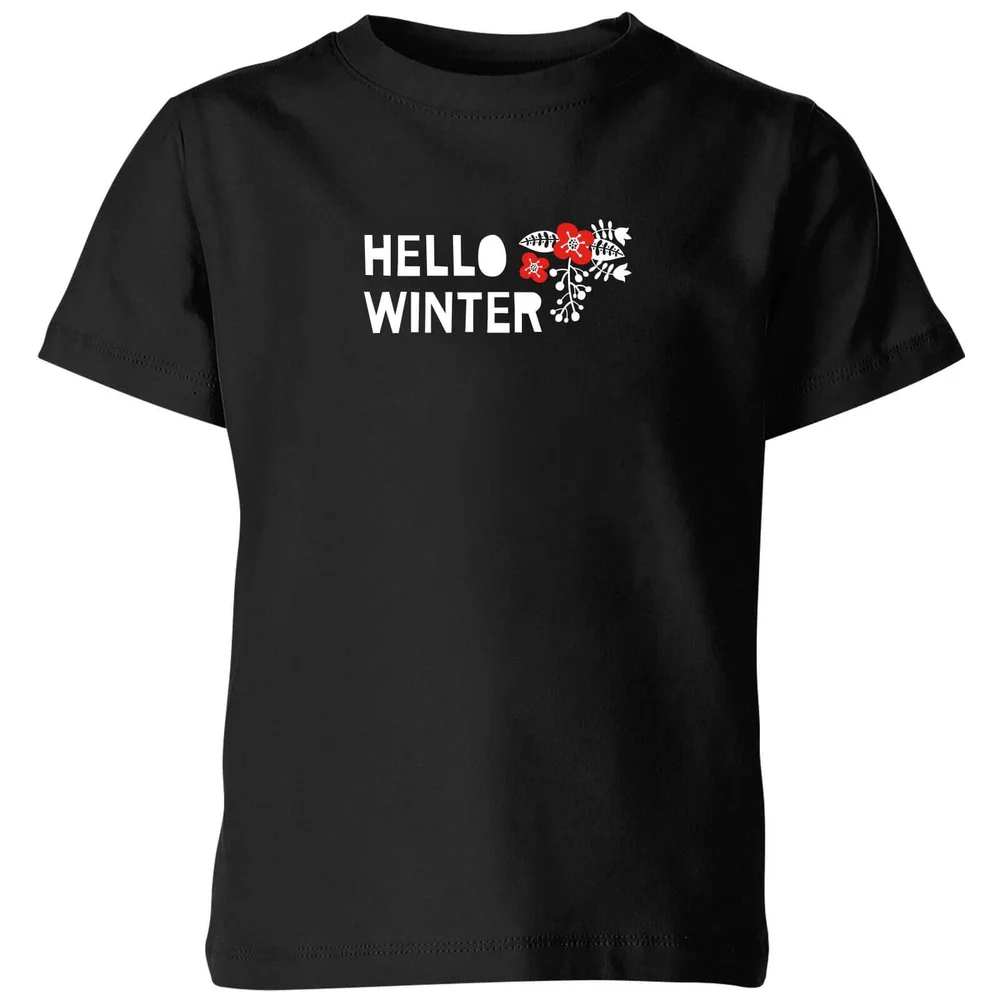 Hello Winter Kids' T-Shirt - Black - 98/104 (3-4 jaar) - Zwart Afbeelding 1