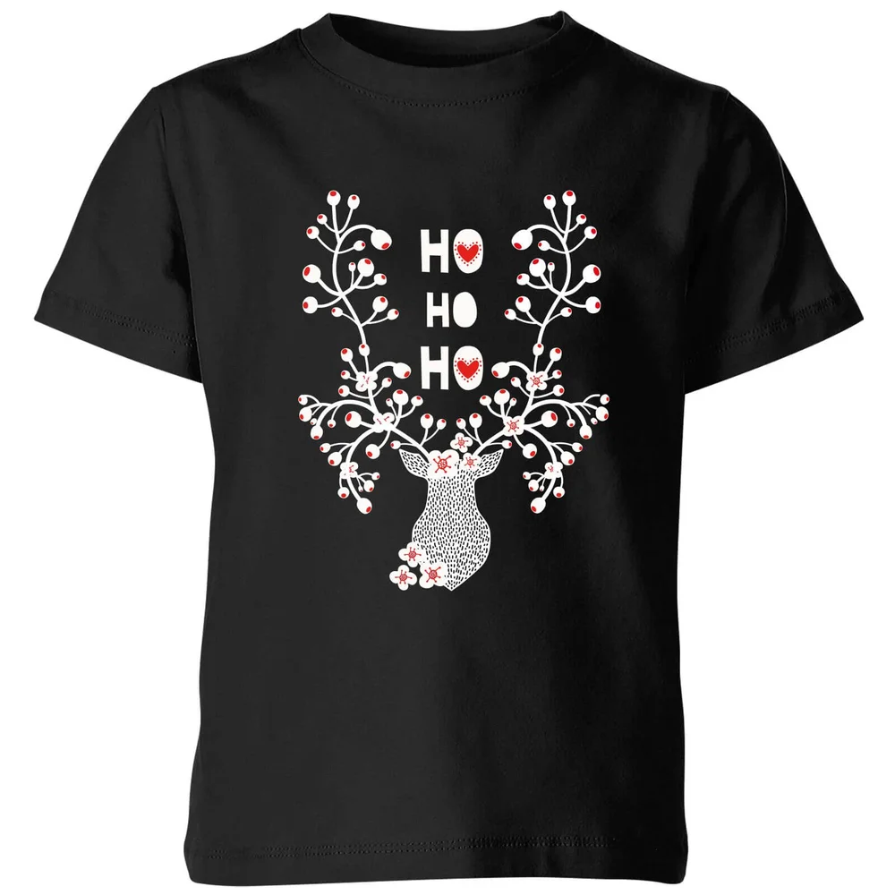 Ho Ho Ho Reindeer Kids' T-Shirt - Black - 98/104 (3-4 jaar) - Zwart Afbeelding 1