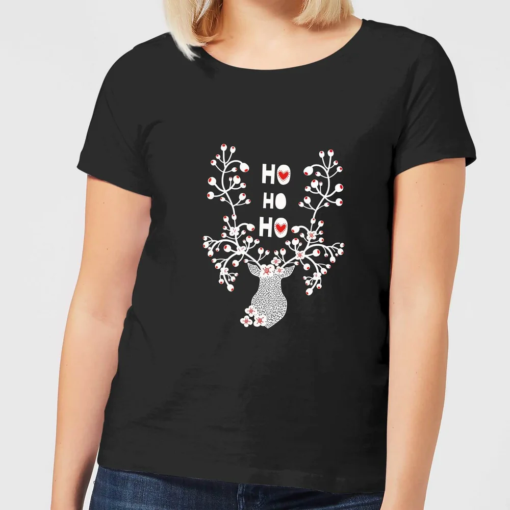 Ho Ho Ho Reindeer Women's T-Shirt - Black - 3XL Afbeelding 1