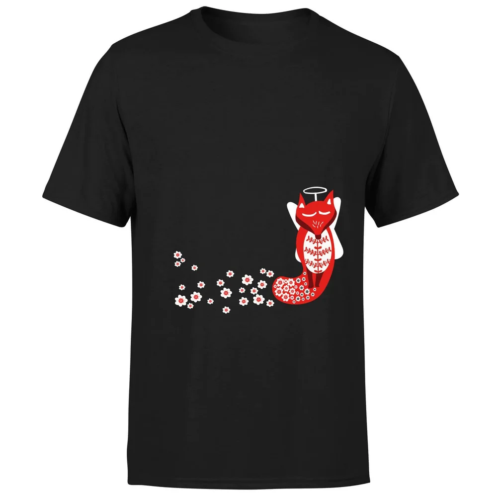 Flower Fox T-Shirt - Black - S - Zwart Afbeelding 1