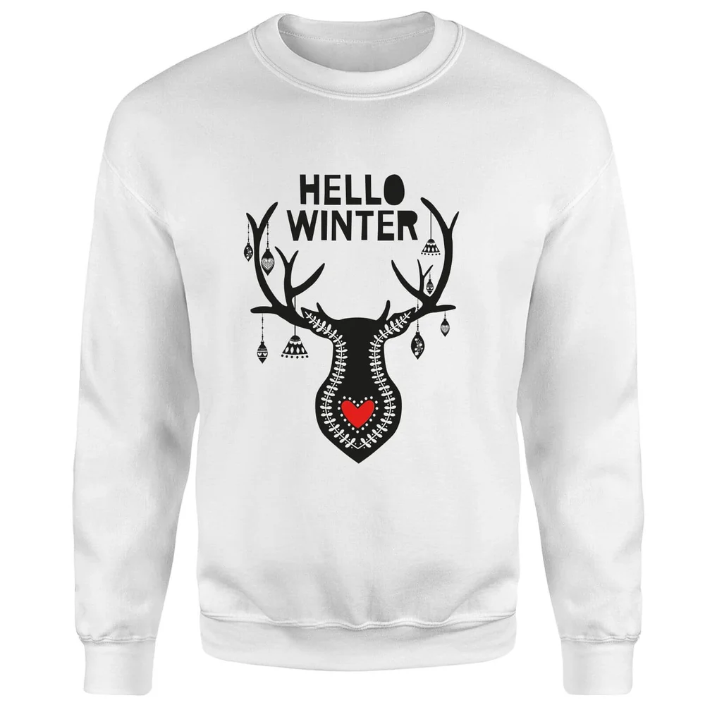 Hello Winter Sweatshirt - White - S - Wit Afbeelding 1