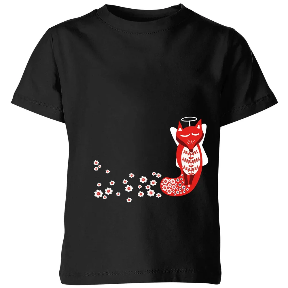 Flower Fox Kids' T-Shirt - Black - 98/104 (3-4 jaar) - Zwart Afbeelding 1
