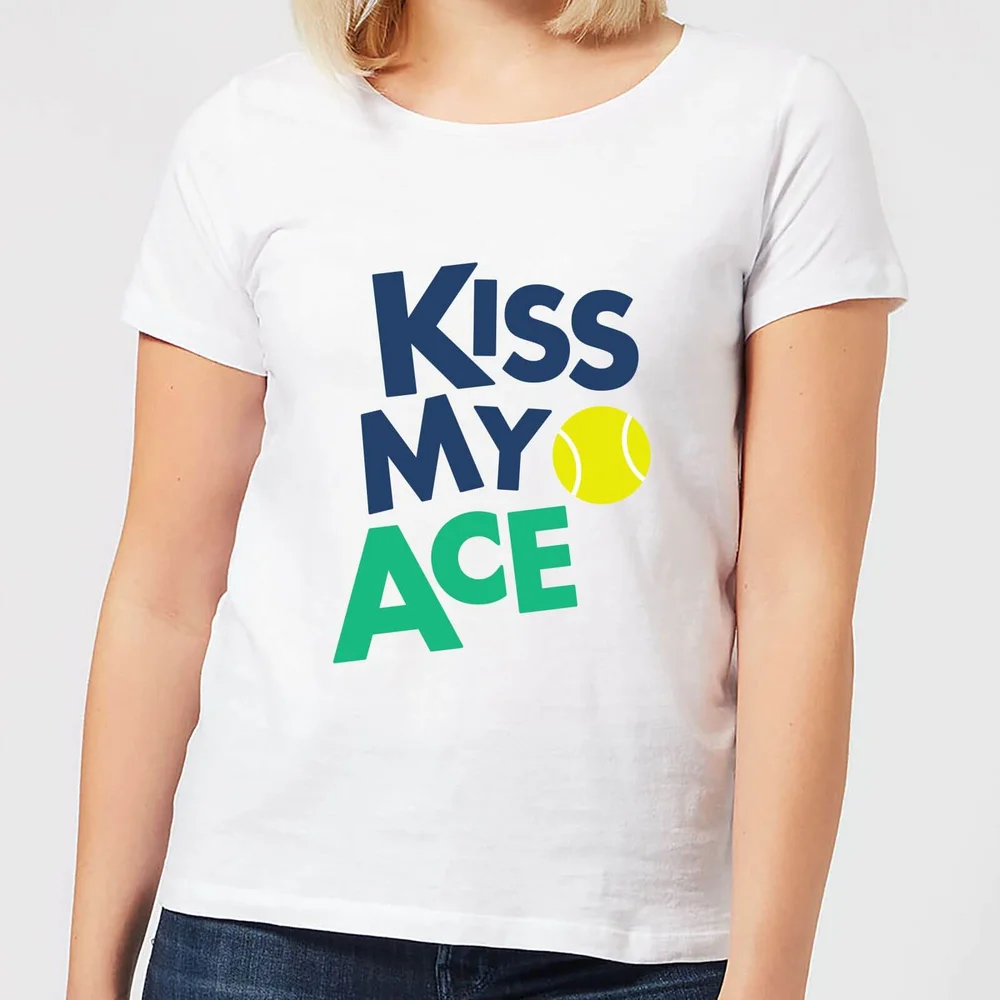 Kiss my Ace Dames t-shirt - Wit - S - Wit Afbeelding 1