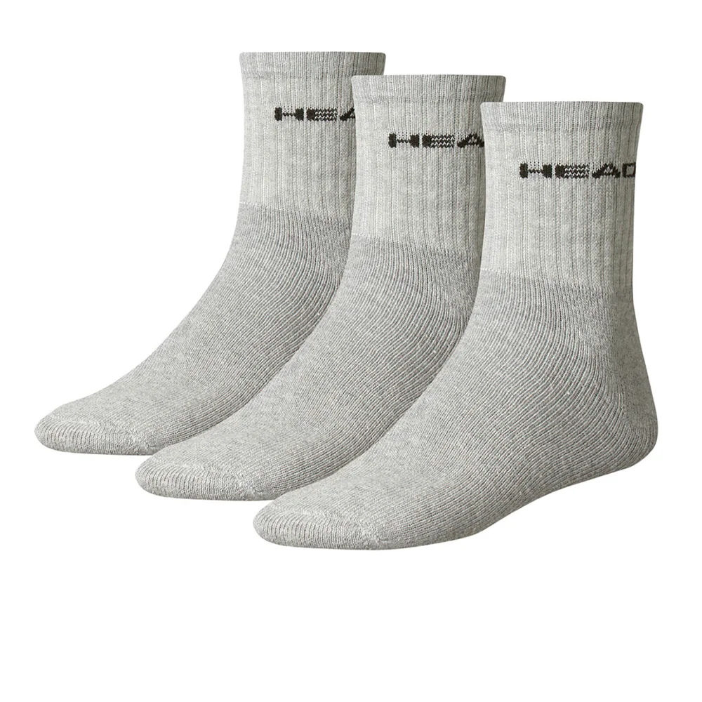 Head Men's 3 Pack Short Crew Socks - Grey - UK 6-8 - Grijs Afbeelding 1