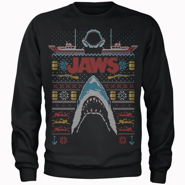 Jaws Kersttrui - Zwart
