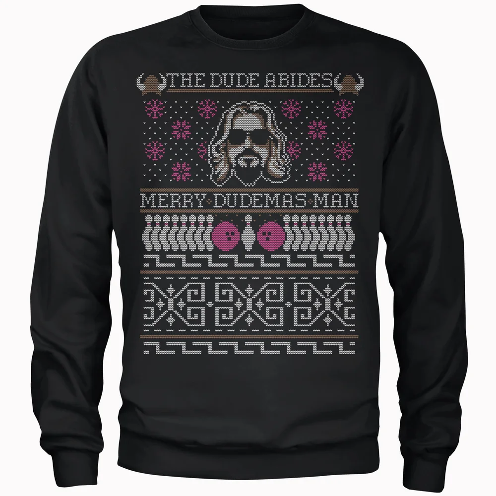 The Dude Abides Merry Dudemas Man Kersttrui - Zwart - S Afbeelding 1