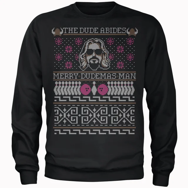 The Dude Abides Merry Dudemas Man Kersttrui - Zwart