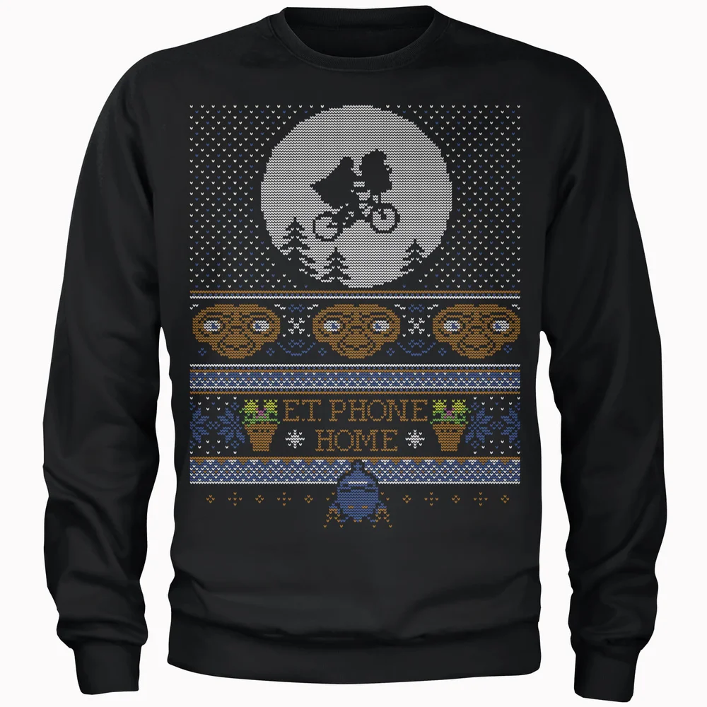 E.T. Phone Home Kersttrui - Zwart - S Afbeelding 1