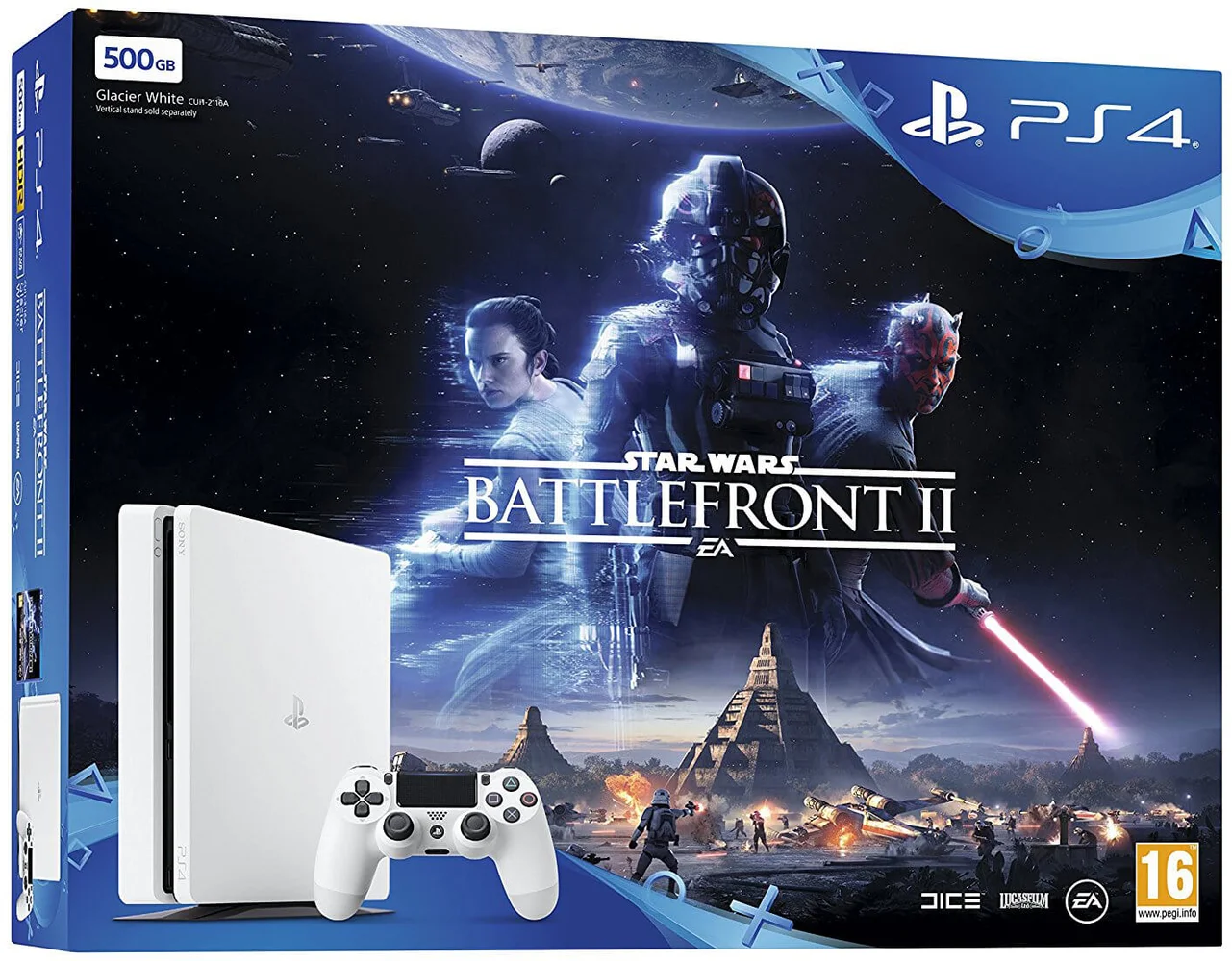 Sony PlayStation 4 500GB White Star Wars Battlefront II Bundle Afbeelding 1