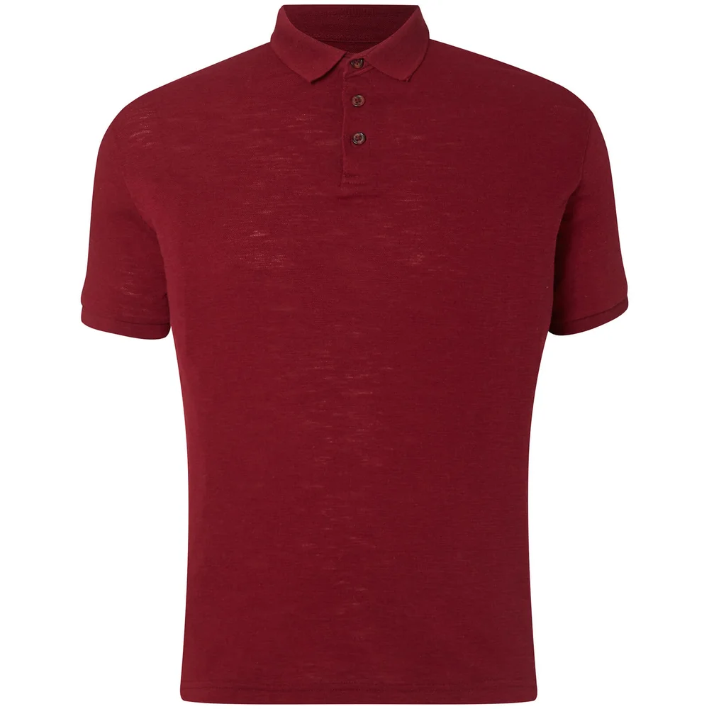 D-Struct Men's Slub Polo Shirt - Port - S - Burgundy Afbeelding 1