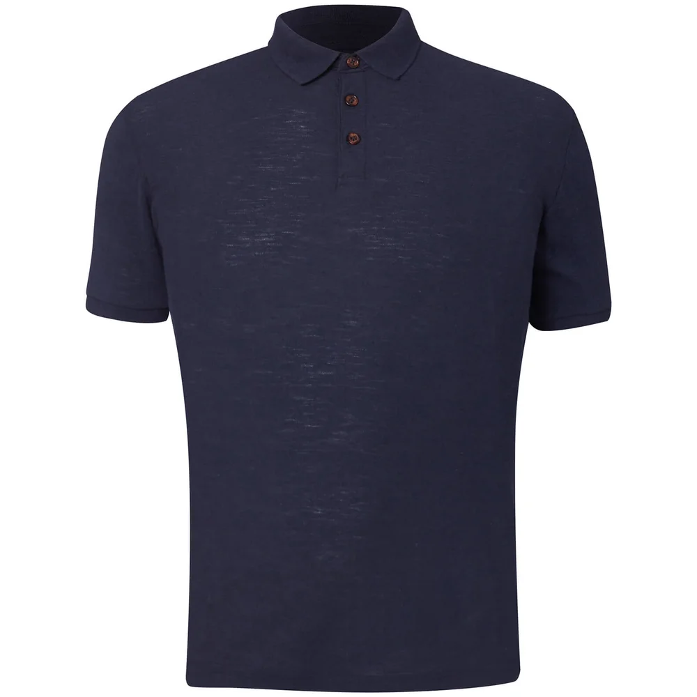 D-Struct Men's Slub Polo Shirt - Navy - S - Navy blauw Afbeelding 1