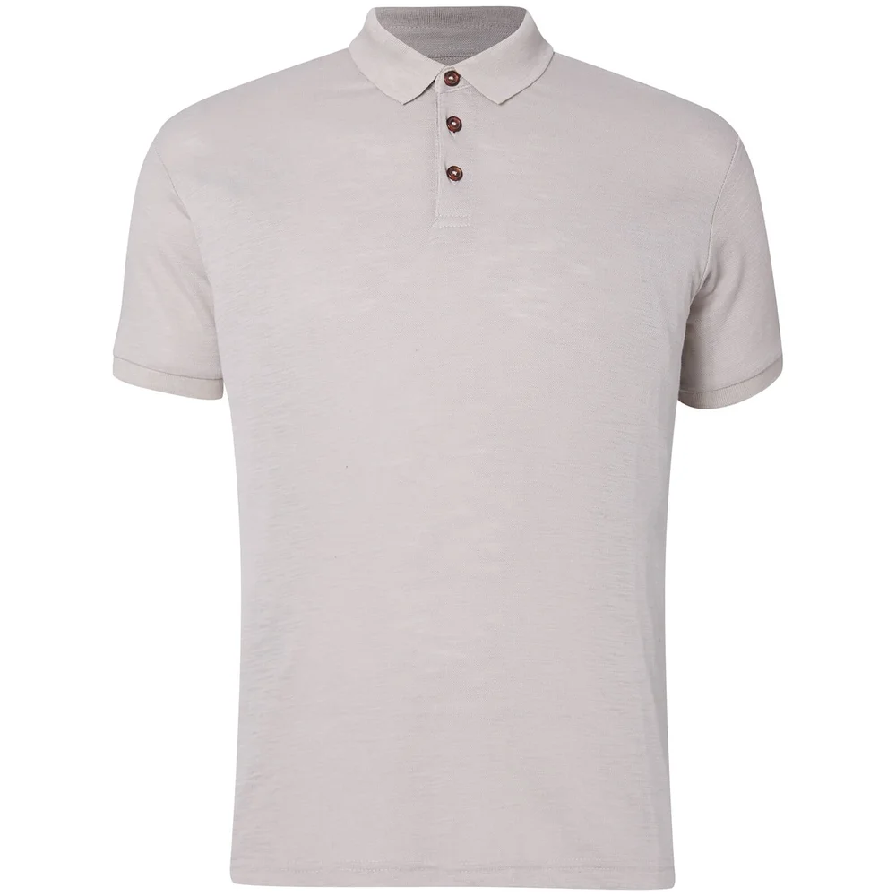 D-Struct Men's Slub Polo Shirt - Grey Marl - S - Grijs Afbeelding 1