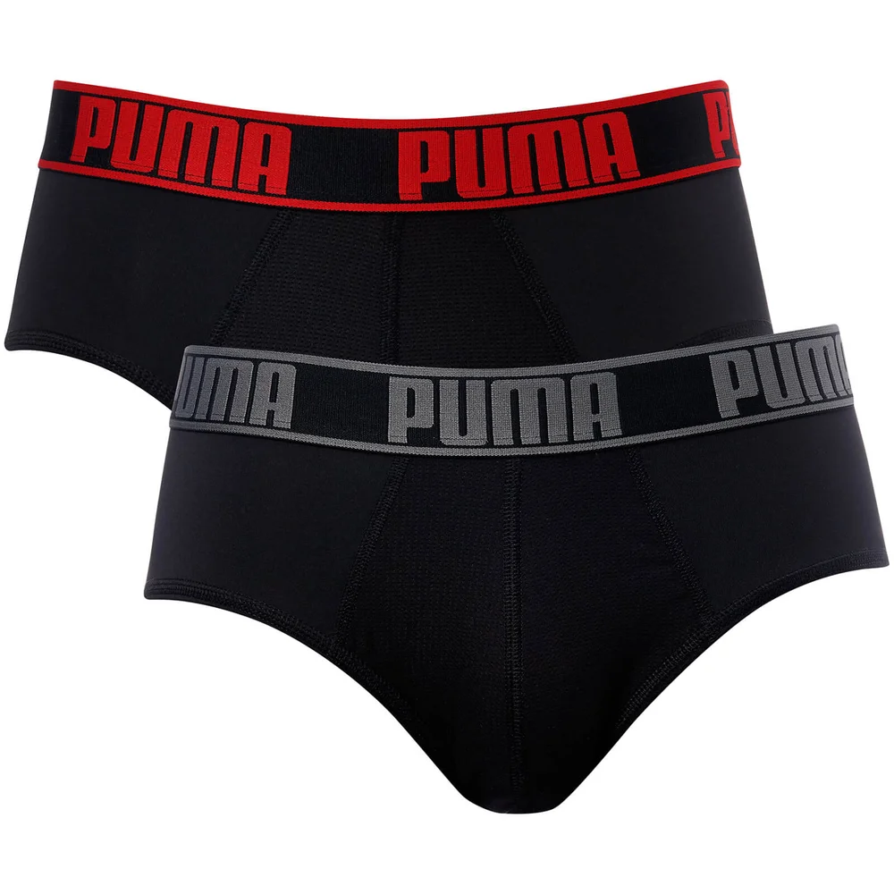 Puma Men's 2 Pack Active Briefs - Black/Red - S - Zwart Afbeelding 1