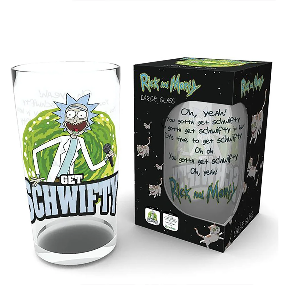 Rick and Morty Get Schwifty Coloured Large Glasses 16oz Afbeelding 1