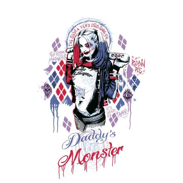 DC Comics Suicide Squad Daddy's Lil Monster Dames T-shirt - Wit