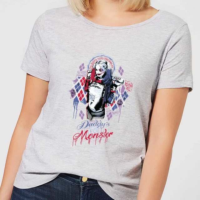 DC Comics Suicide Squad Daddy's Lil Monster Dames T-shirt - Grijs