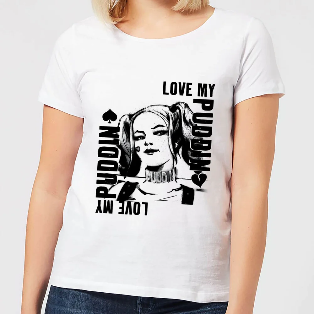 DC Comics Suicide Squad Harley Love Puddin Dames T-shirt - Wit - S Afbeelding 1