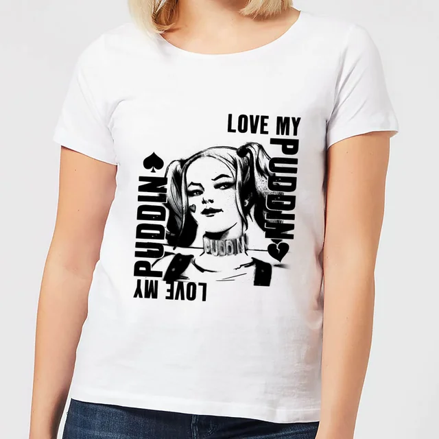 DC Comics Suicide Squad Harley Love Puddin Dames T-shirt - Wit
