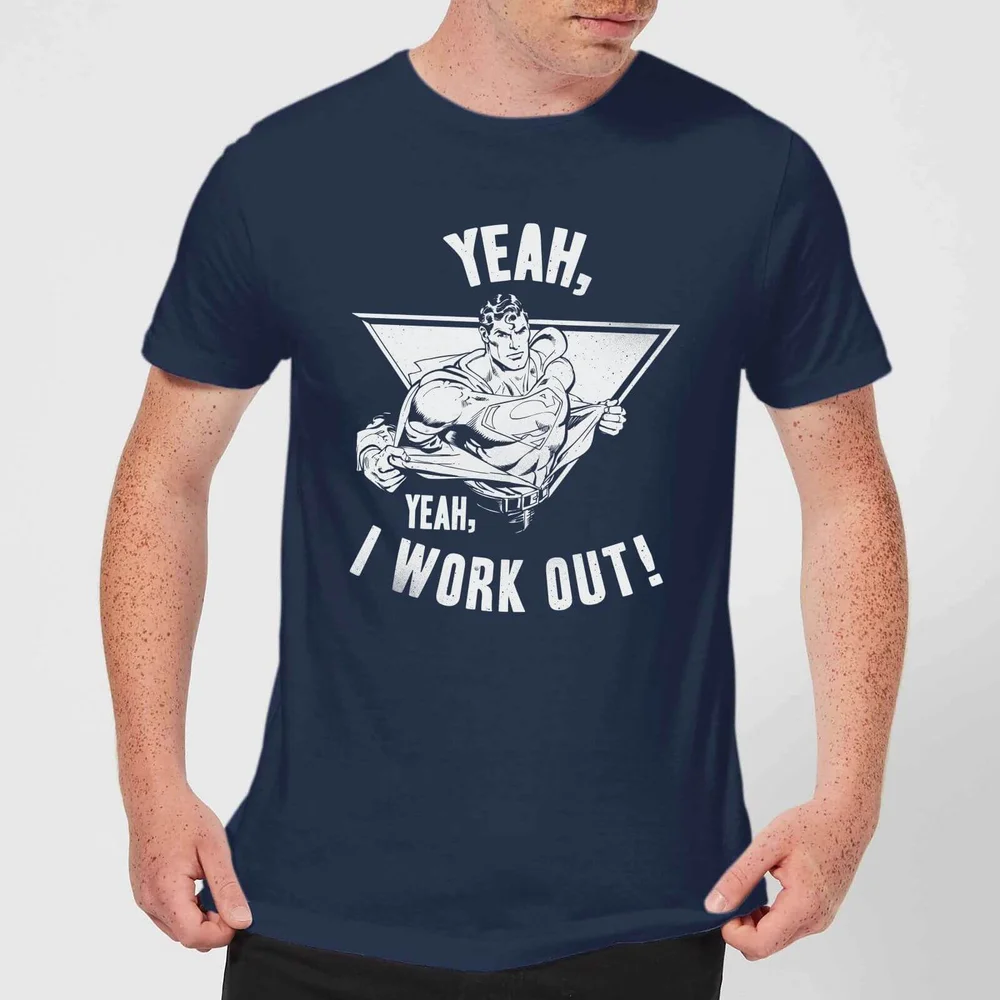 DC Comics Superman I Work Out T-shirt - Navy - S Afbeelding 1