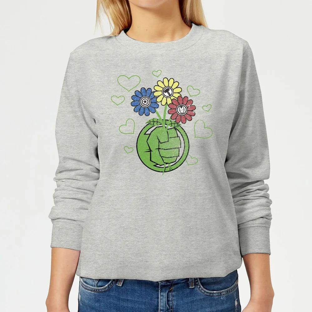 Marvel Avengers Hulk Vuist met Bloemen Dames trui - Grijs - 3XL Afbeelding 1