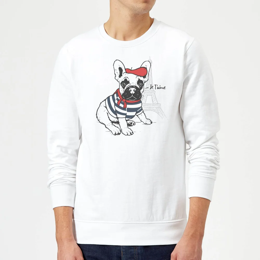 Je T'aime Frenchie Trui - Wit - S - Wit Afbeelding 1