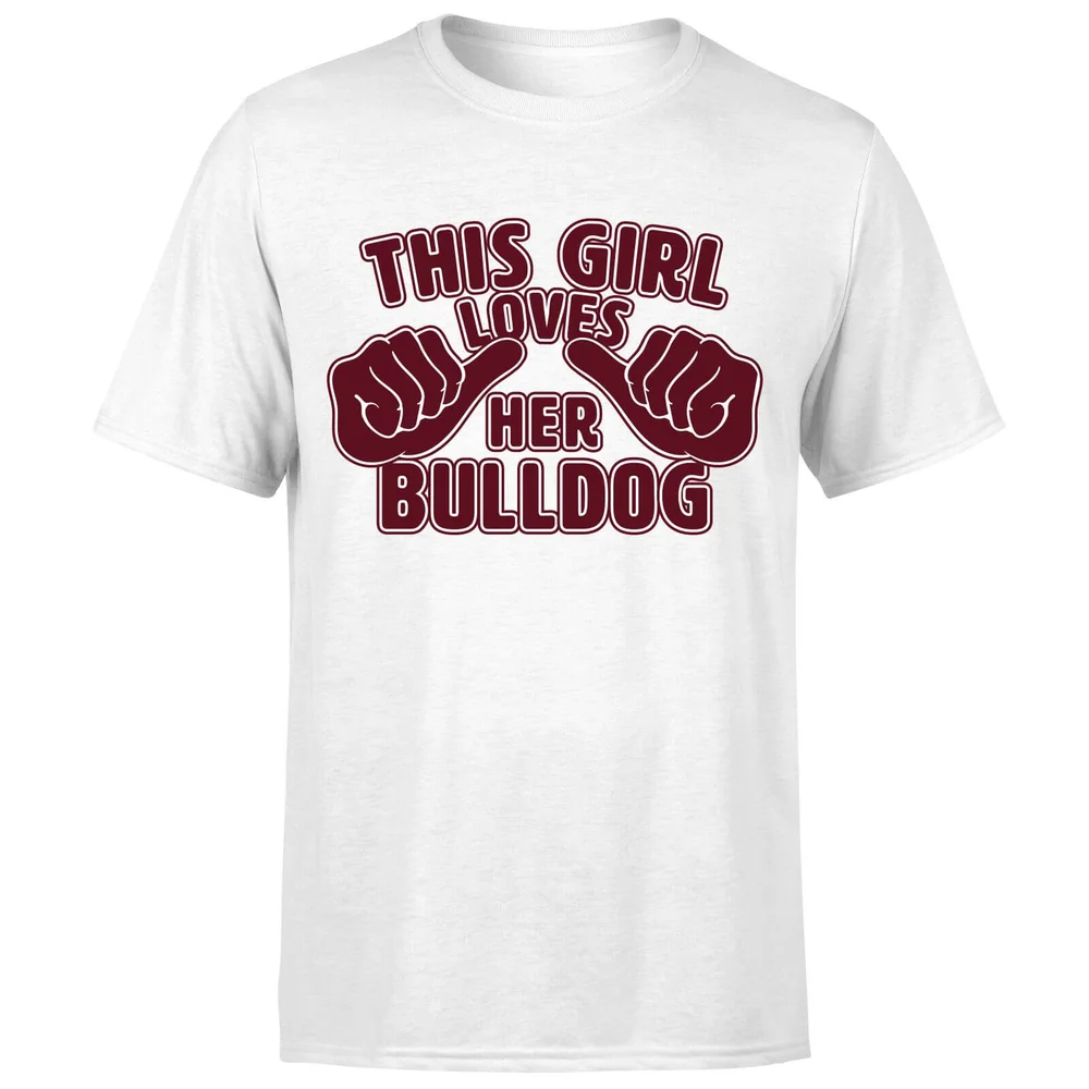 This Girl Loves Her Bulldog T-shirt - Wit - S - Wit Afbeelding 1