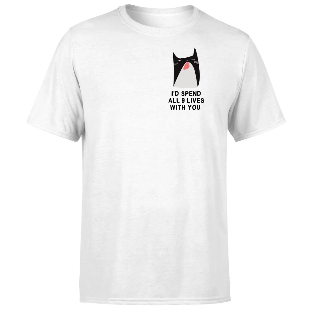I'd Spend All 9 Lives With You T-shirt - Wit - S - Wit Afbeelding 1