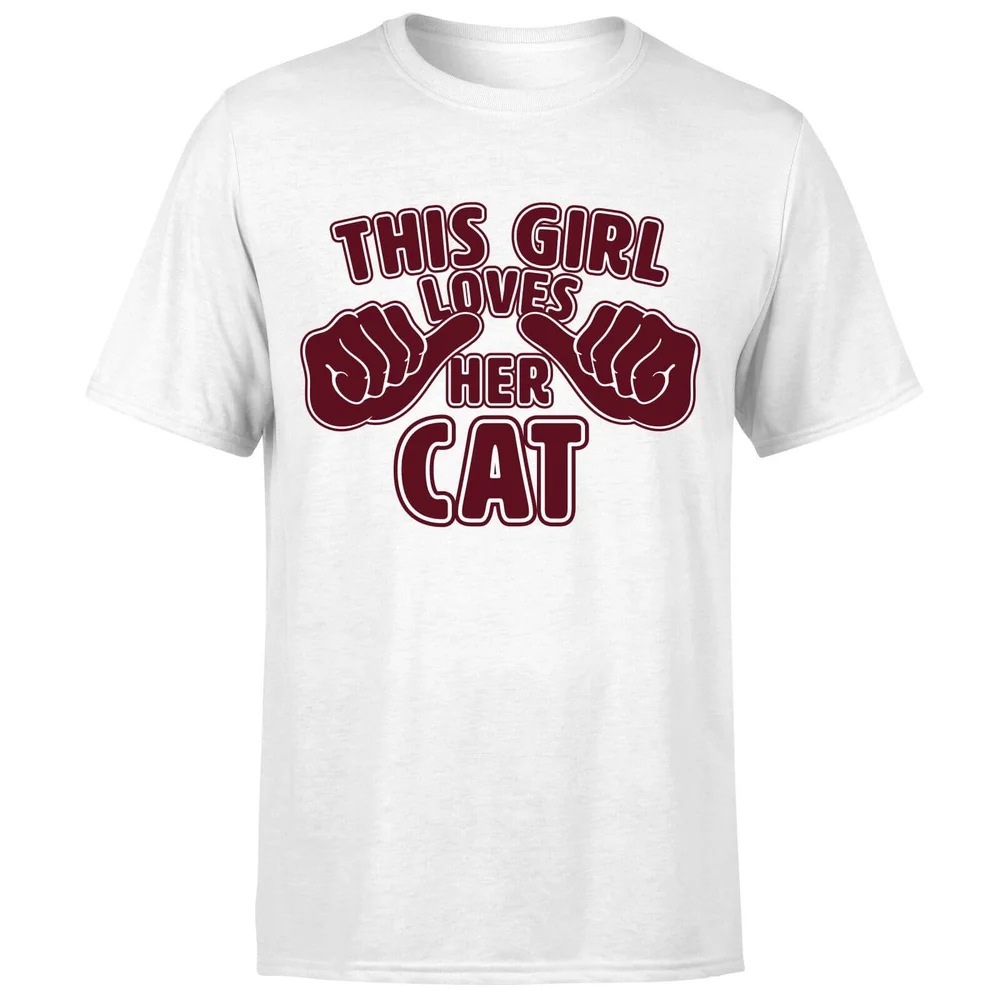 This Girl Loves Her Cat T-shirt - Wit - S - Wit Afbeelding 1