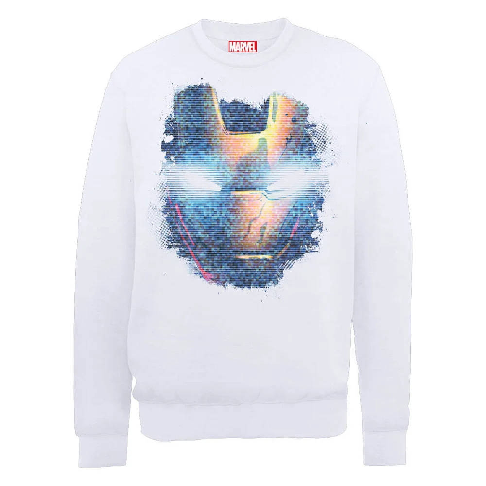 Marvel Avengers Assemble Iron Man Distressed Head Trui - Wit - S Afbeelding 1