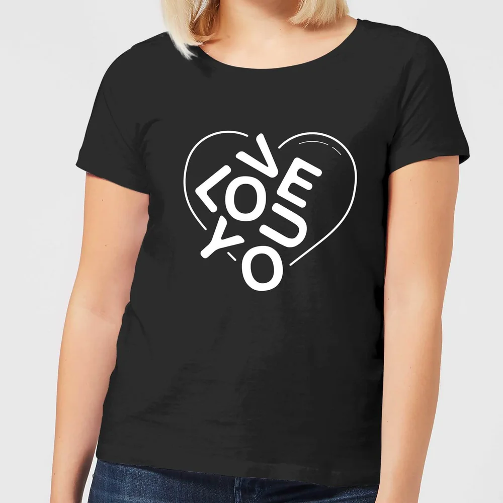 Love You Jumble Dames T-shirt - Zwart - 3XL Afbeelding 1