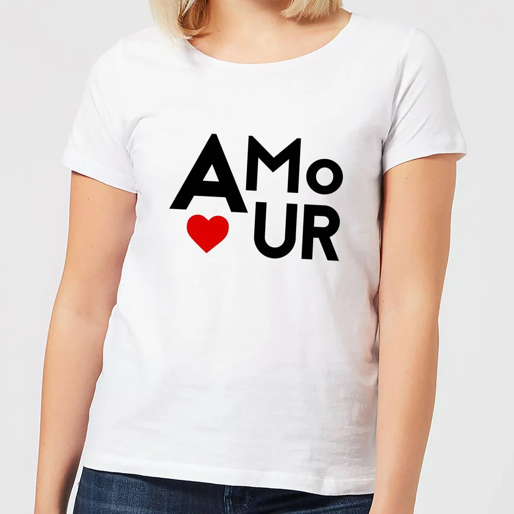Amour Block Dames T-shirt - Wit - S - Wit Afbeelding 1