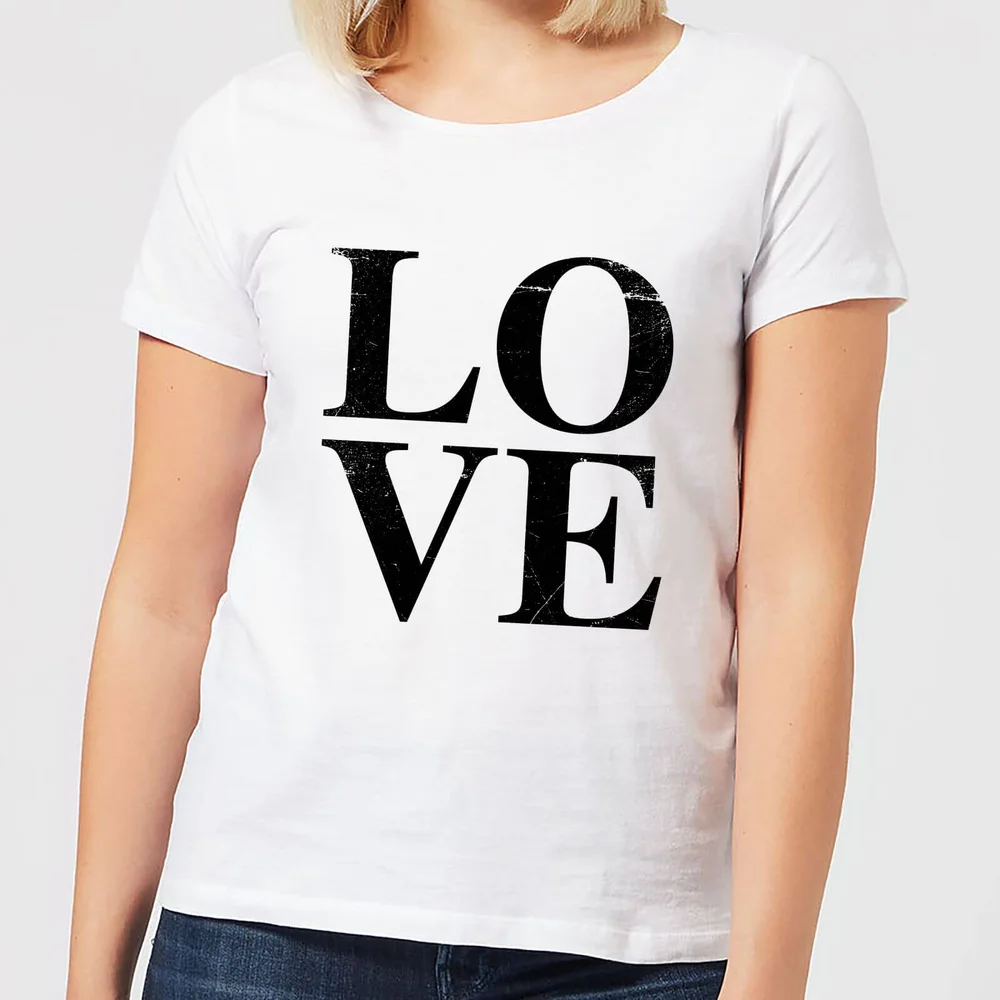 Love Textured Dames T-shirt - Wit - S - Wit Afbeelding 1