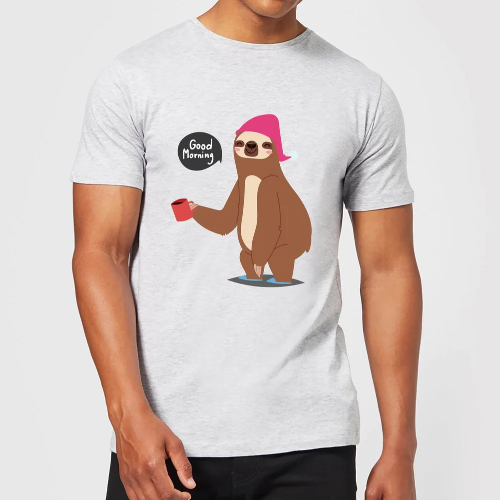 Sloth Good Morning T-shirt - Grijs - S - Grijs Afbeelding 1