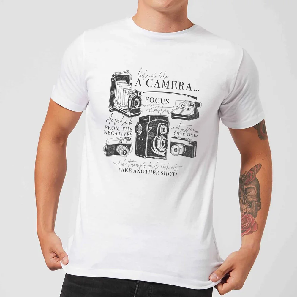Life Is Like A Camera T-shirt - Wit - S - Wit Afbeelding 1