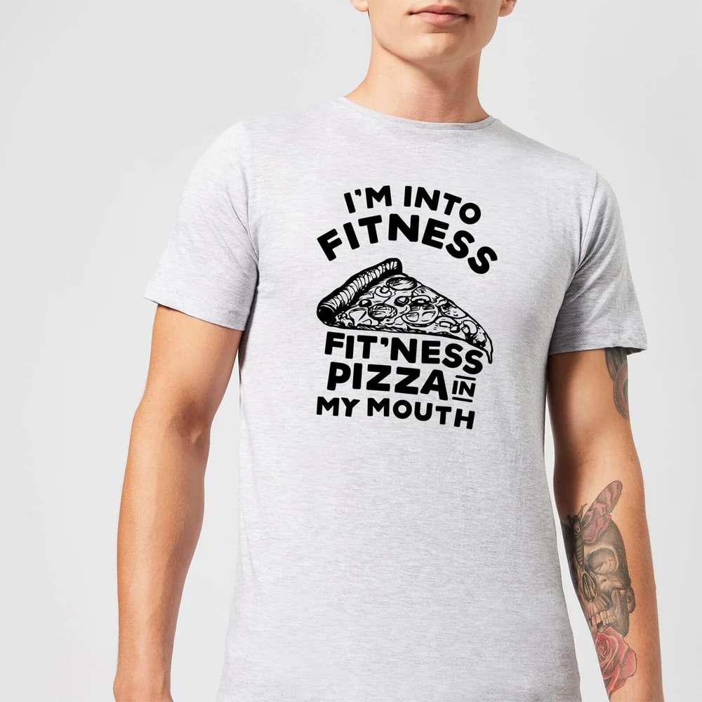 Fitness Pizza T-shirt - Grijs - S Afbeelding 1