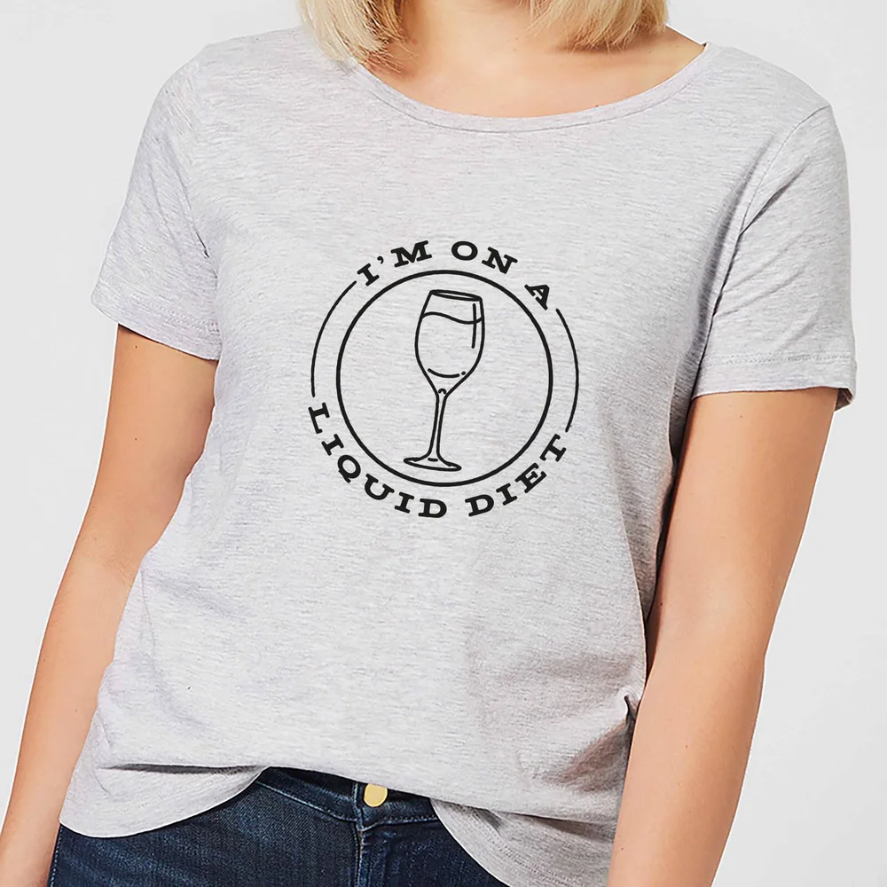 Liquid Diet Wine Dames T-shirt - Grijs - S - Grijs Afbeelding 1