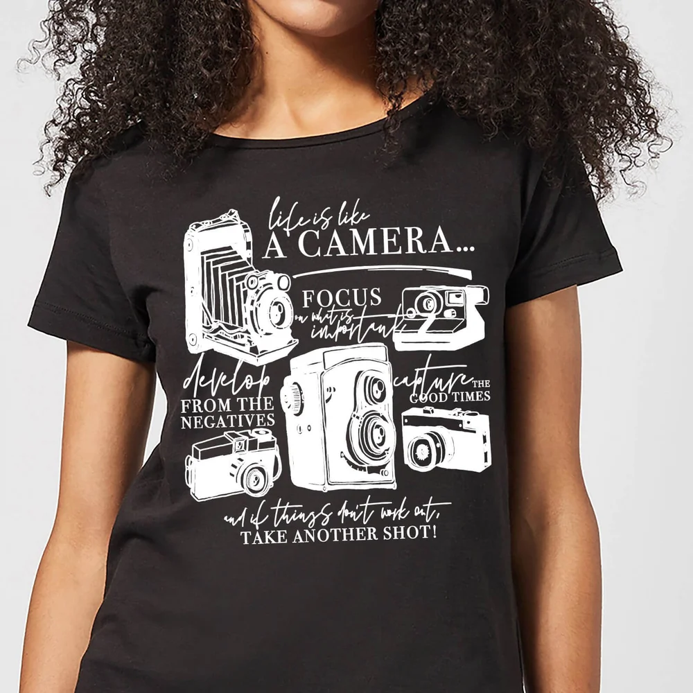 Life Is Like A Camera Dames T-shirt - Zwart - 3XL Afbeelding 1