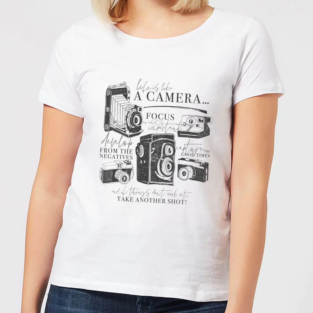 Life Is Like A Camera Dames T-shirt - Wit - S - Wit Afbeelding 1
