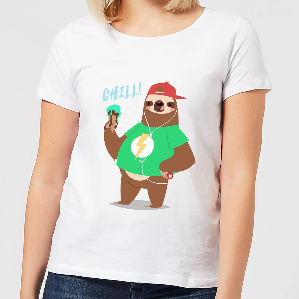 Sloth Chill Dames T-shirt - Wit - S - Wit Afbeelding 1