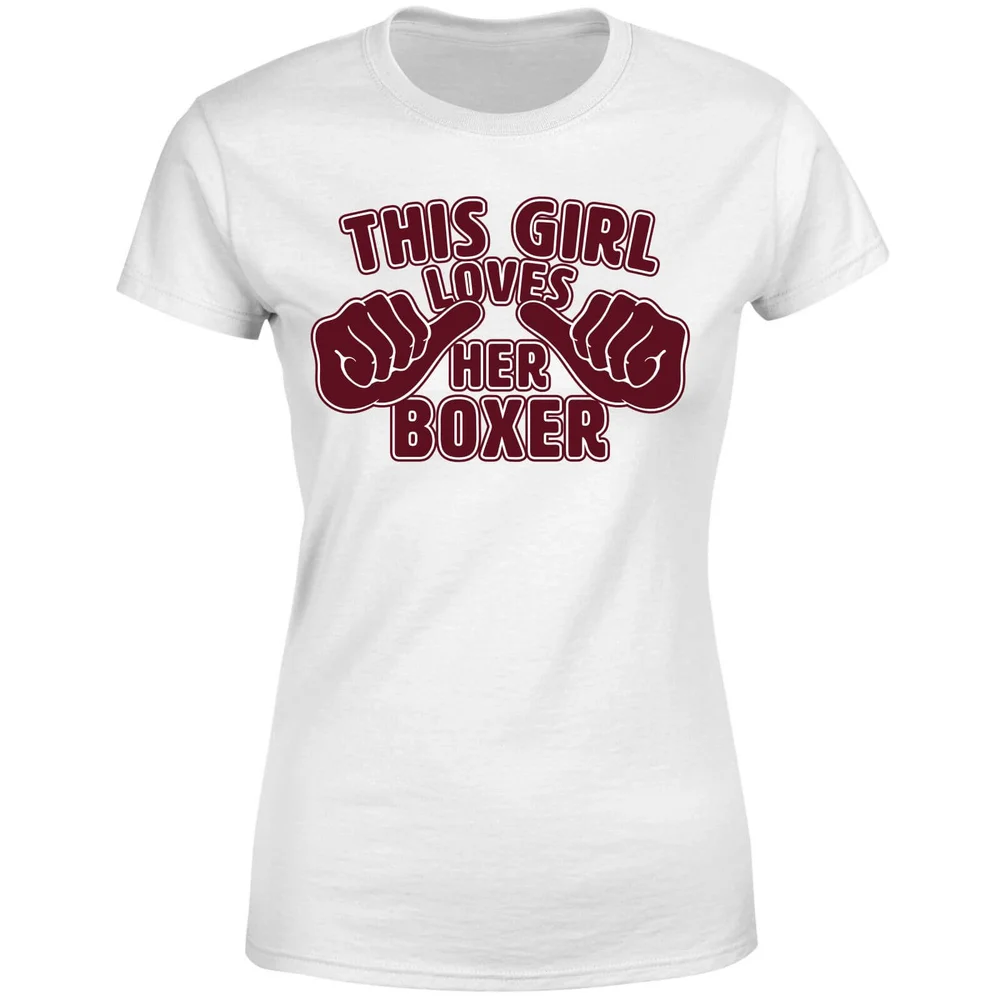 This Girl Loves Her Boxer Dames T-shirt - Wit - S - Wit Afbeelding 1