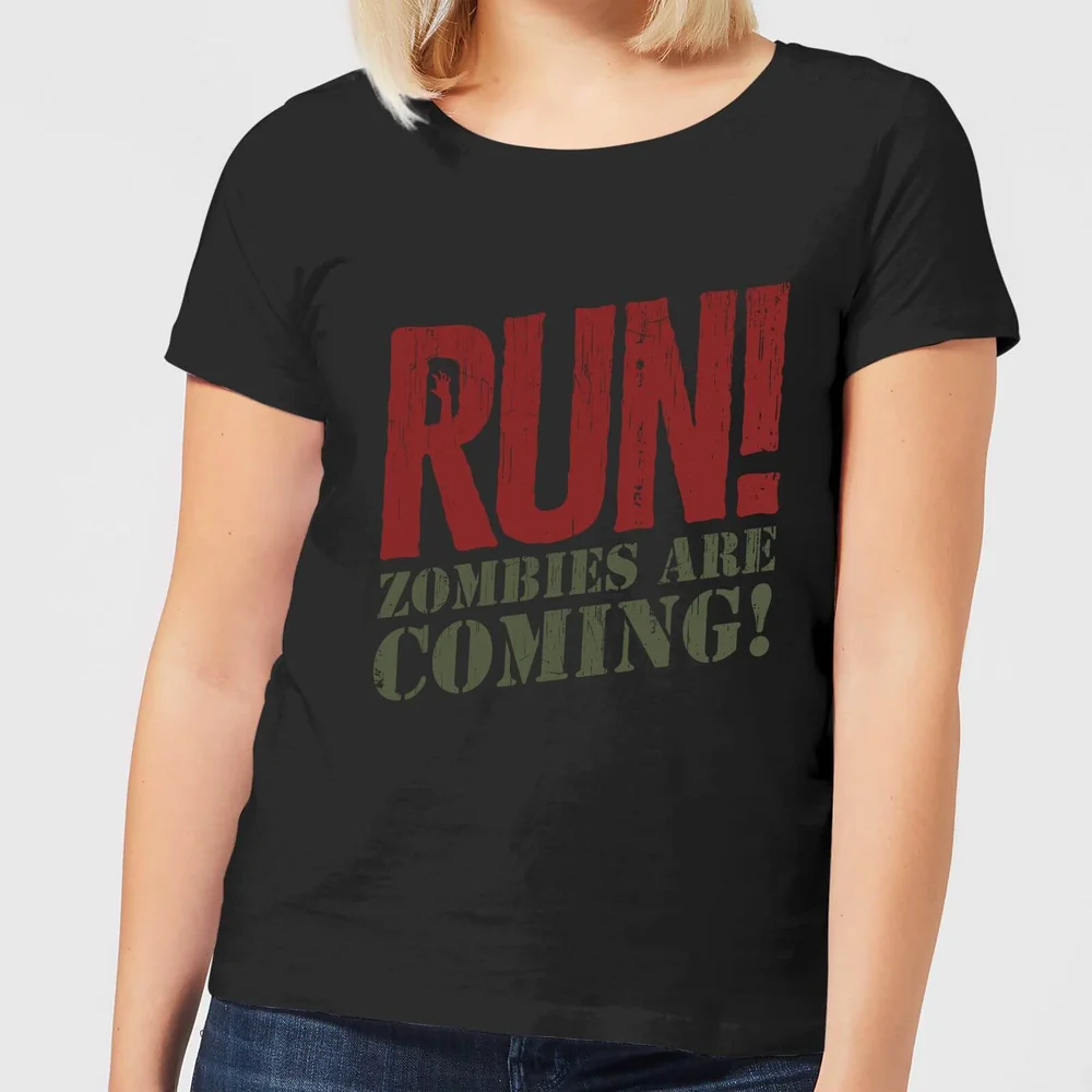 RUN! Zombies Are Coming! Dames T-shirt - Zwart - 3XL Afbeelding 1