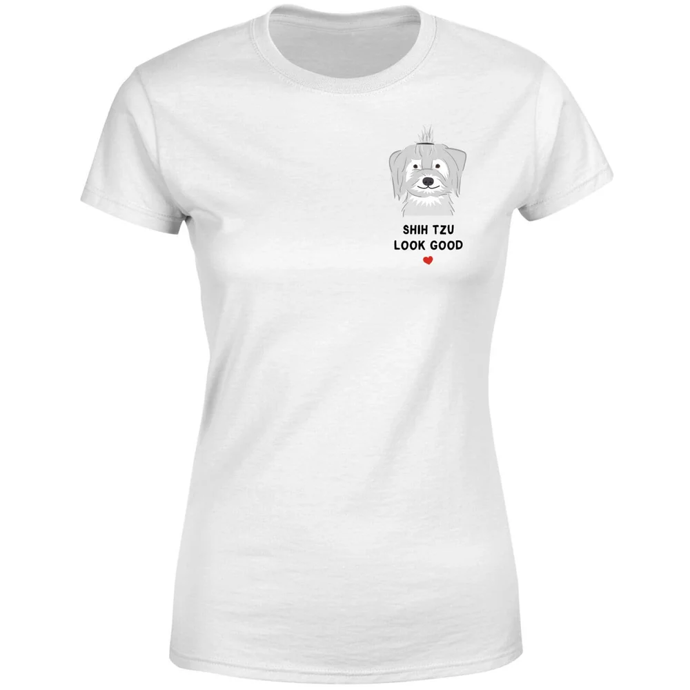 Shih Tzu Look Good Dames T-shirt - Wit - S - Wit Afbeelding 1
