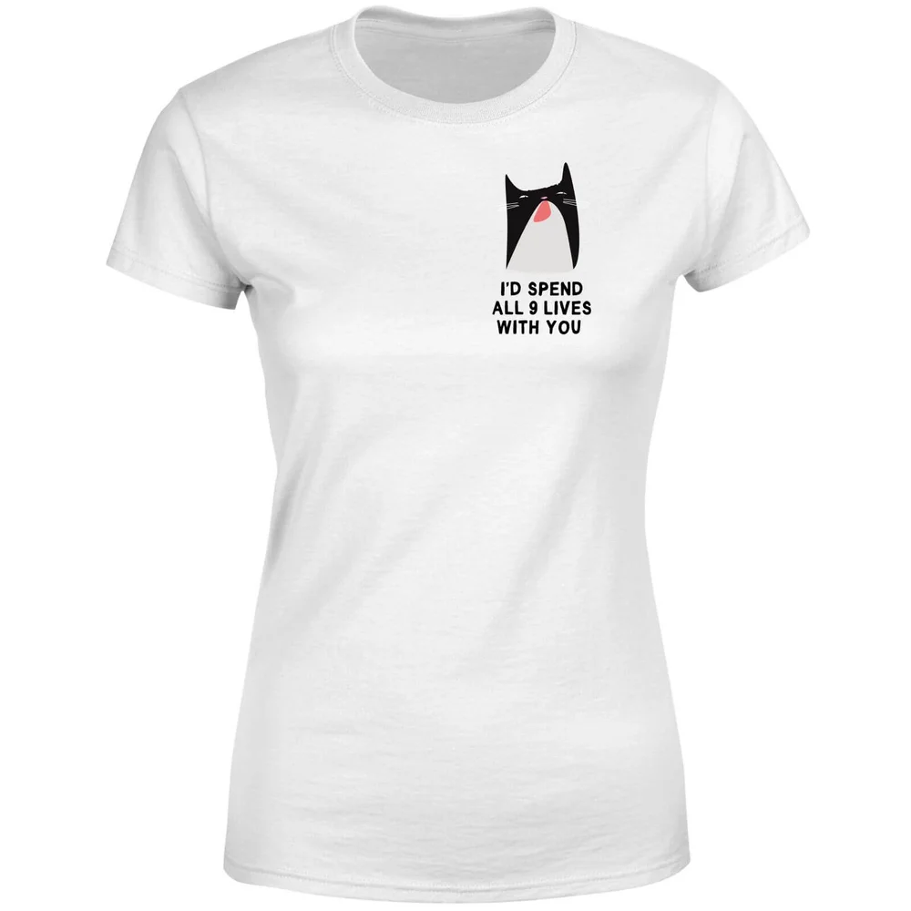 I'd Spend All 9 Lives With You Dames T-shirt - Wit - S - Wit Afbeelding 1