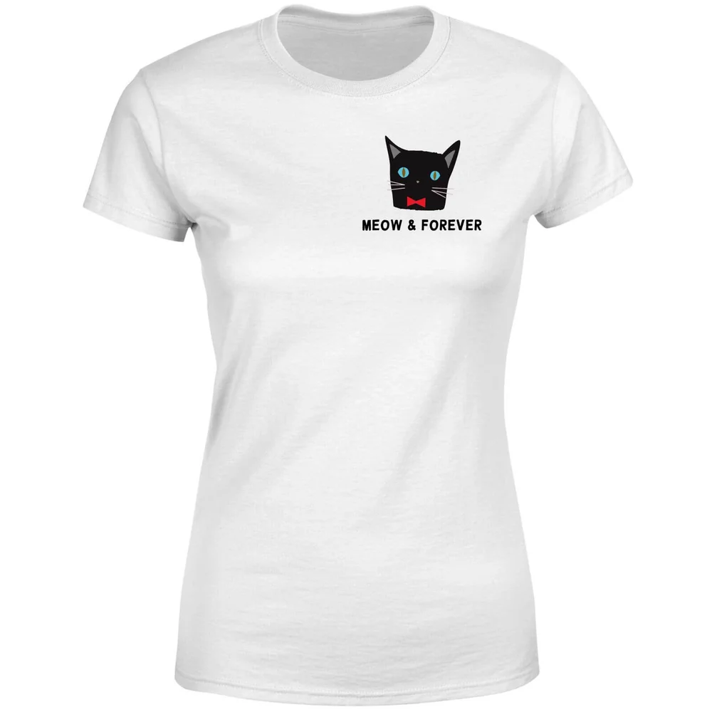 Meow & Forever Dames T-shirt - Wit - S - Wit Afbeelding 1