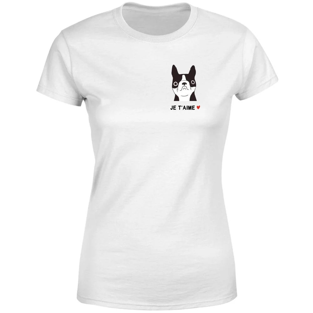 Je T'aime Dames T-shirt - Wit - S - Wit Afbeelding 1