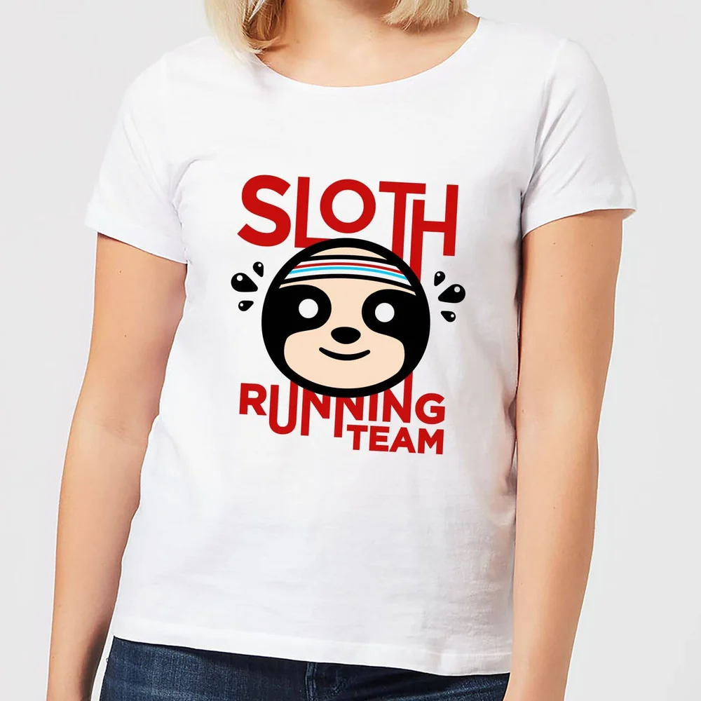 Sloth Running Team Dames T-shirt - Wit - S - Wit Afbeelding 1