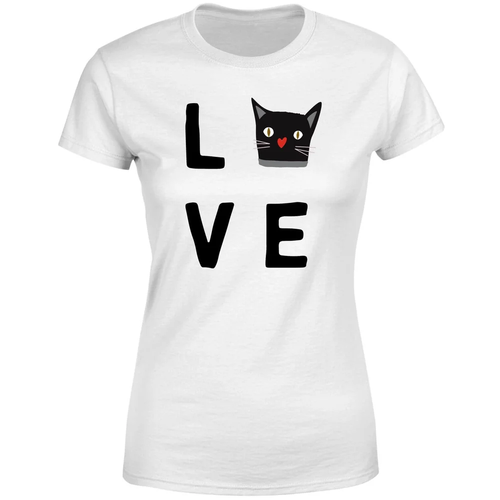 Cat Love Dames T-shirt - Wit - S - Wit Afbeelding 1